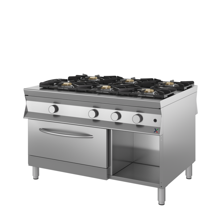 Cuisinière gaz 6 feux vifs passante avec four – 1300×1000 mm – Inoxbim Cuisinière gaz 6 feux vifs passante avec four – 1300×1000 mm – Inoxbim