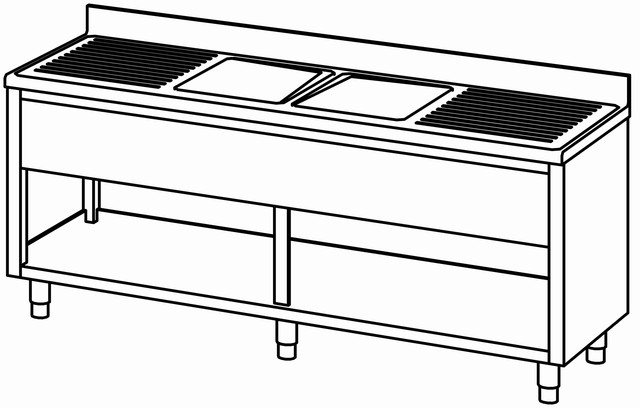Plonge ouverte 2000×700, 2 bas. cent. – Bartscher Plonge ouverte 2000×700, 2 bas. cent. – Bartscher
