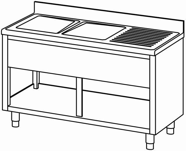 Plonge ouverte 1400×700, 2 bassins à g. – Bartscher Plonge ouverte 1400×700, 2 bassins à g. – Bartscher
