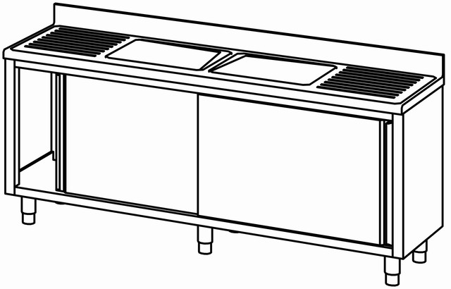 Plonge fermée p. coul. 2000×600 2 bas. c – Bartscher Plonge fermée p. coul. 2000×600 2 bas. c – Bartscher