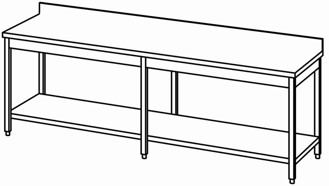 Table de travail 2600×800 étag. & dos. – Bartscher Table de travail 2600×800 étag. & dos. – Bartscher
