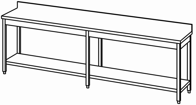 Table de travail 2800×600étag. avec dos – Bartscher Table de travail 2800×600étag. avec dos – Bartscher