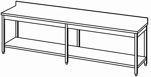 Table de travail 3000×800 étag. & dos. – Bartscher Table de travail 3000×800 étag. & dos. – Bartscher