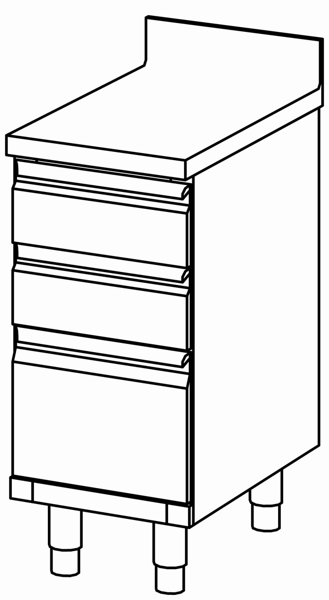 Colonne de 3 tiroirs 400×700, avec dos. – Bartscher Colonne de 3 tiroirs 400×700, avec dos. – Bartscher