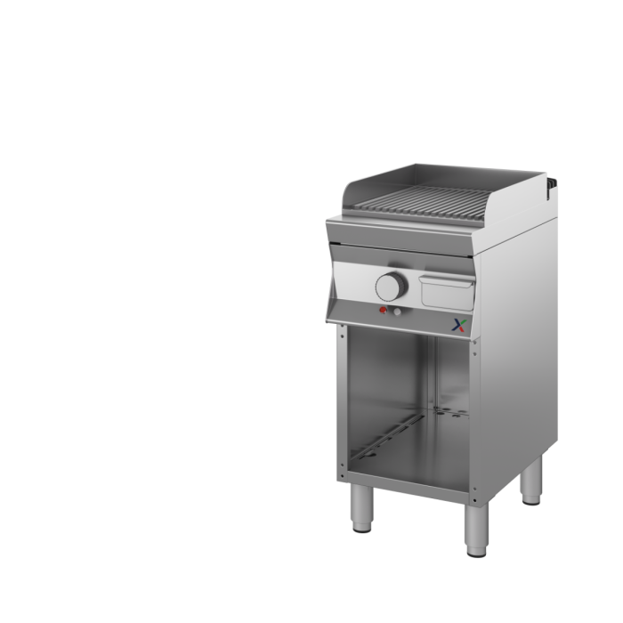 Fry-top électrique sur soubassement ouvert, plaque rainurée – 400×900 mm – Inoxbim Fry-top électrique sur soubassement ouvert, plaque rainurée – 400×900 mm – Inoxbim