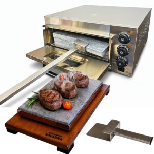 Combo professionnel viande à la pierre – four avec 8 pierres 20 × 30 cm