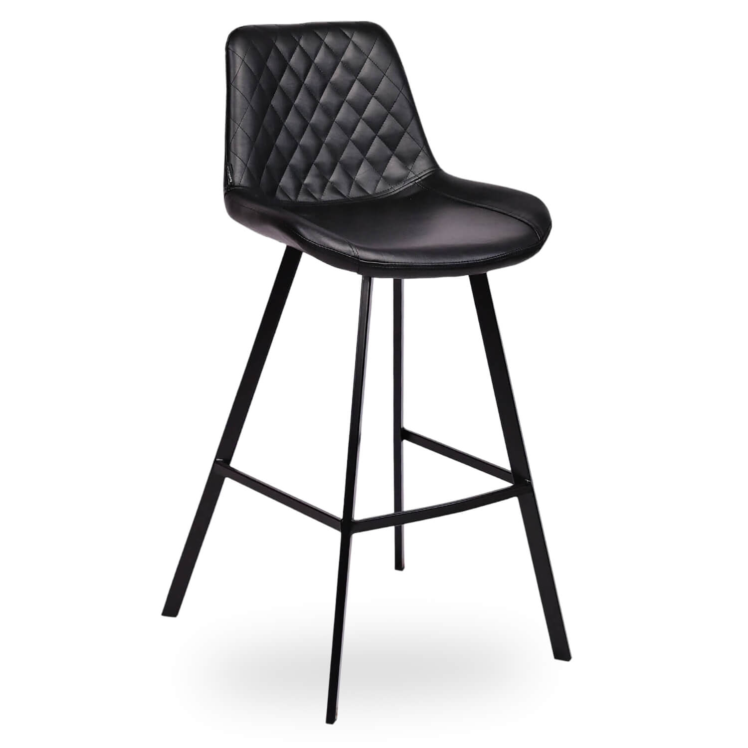 Chaise de Bar en Métal – EMPERIO – Simili Cuir Noir Chaise de Bar en Métal – EMPERIO – Simili Cuir Noir