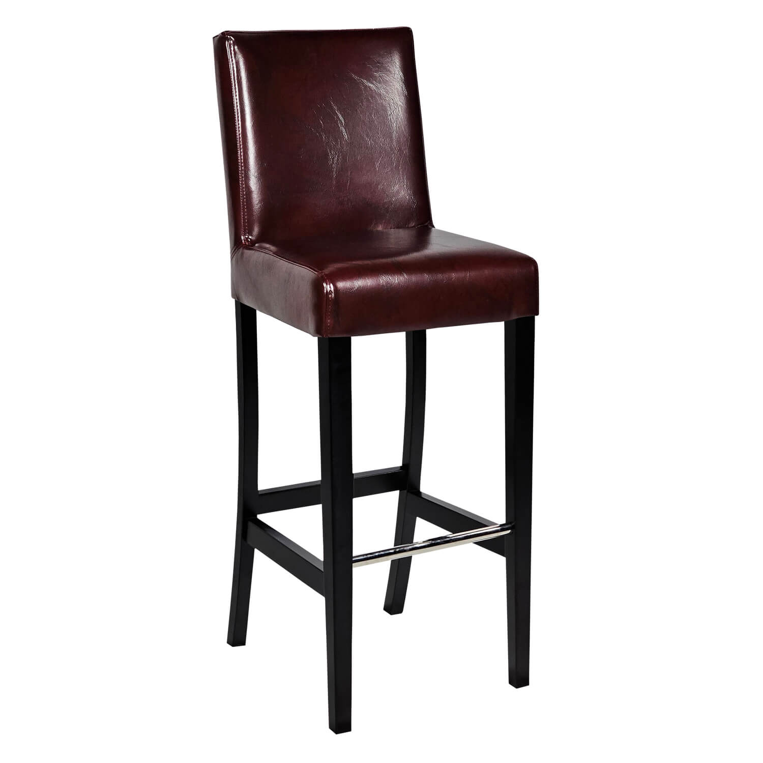 Chaise de Bar en Bois – JARNO – Simili Cuir Brun Chaise de Bar en Bois – JARNO – Simili Cuir Brun