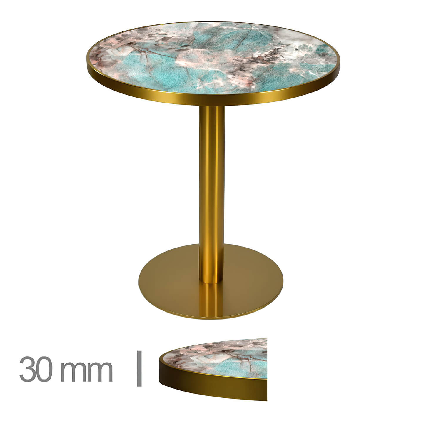 Table Ronde Avec Pied – FAUX MARBRE VERT – Ø70 cm Table Ronde Avec Pied – FAUX MARBRE VERT – Ø70 cm