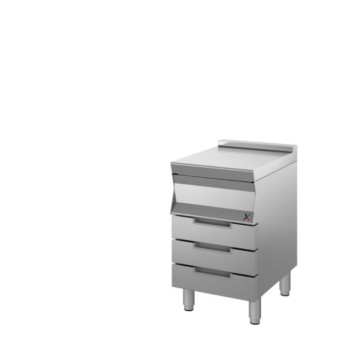 Élément neutre sur soubassement à 3 tiroirs – 400×900 mm – Inoxbim Élément neutre sur soubassement à 3 tiroirs – 400×900 mm – Inoxbim