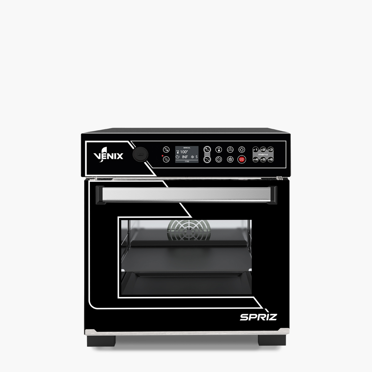 Four rapide Spriz noir – version complète : four + plaque pizza téflon + pelle à pizza + feuilles antiadhésives + panier fond plein + grill à panini + pelle à panini – Venix Four rapide Spriz noir – version complète : four + plaque pizza téflon + pelle à pizza + feuilles antiadhésives + panier fond plein + grill à panini + pelle à panini – Venix
