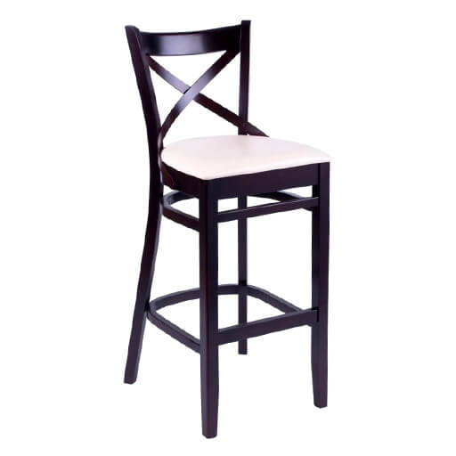 Chaise de Bar en Bois – LILA – Simili Cuir Blanc Chaise de Bar en Bois – LILA – Simili Cuir Blanc