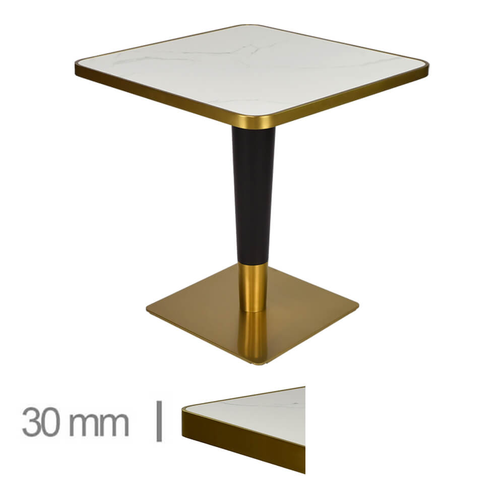 Table Avec Pied – FAUX MARBRE BLANC – 60×60 cm Table Avec Pied – FAUX MARBRE BLANC – 60×60 cm