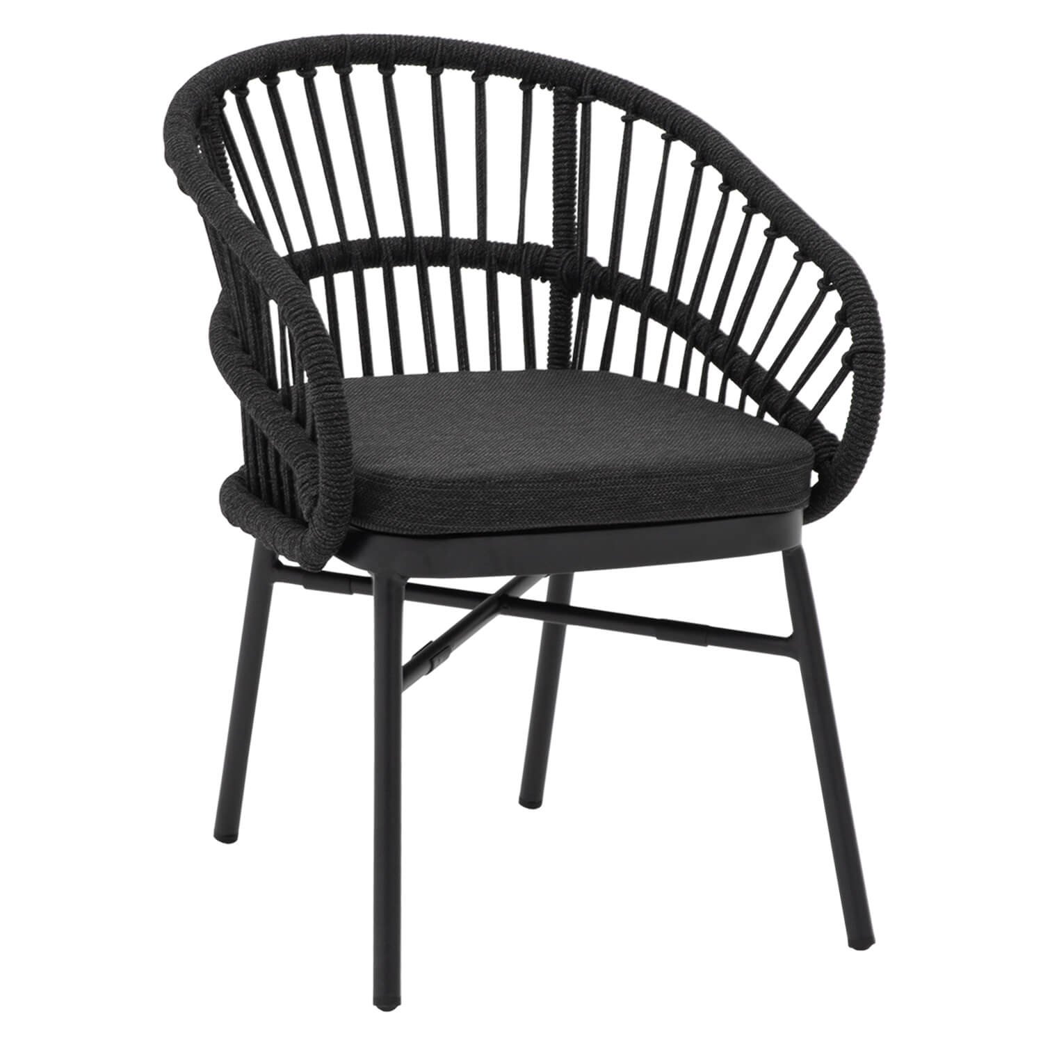 Chaise de Terrasse NIKITA – Avec Accoudoirs – Empilable – Noir Chaise de Terrasse NIKITA – Avec Accoudoirs – Empilable – Noir